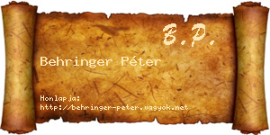 Behringer Péter névjegykártya